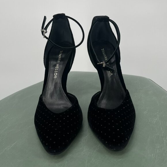 Tamara Mellon Black Velvet Heels with Acrylic Heel size 37.5 - Picture 4 of 9